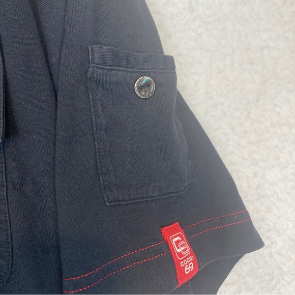 Coogi Australia Mens Button-Up Shirt Black Short Sleeve Shoulder Tabs Pockets XL - Picture 7 of 11